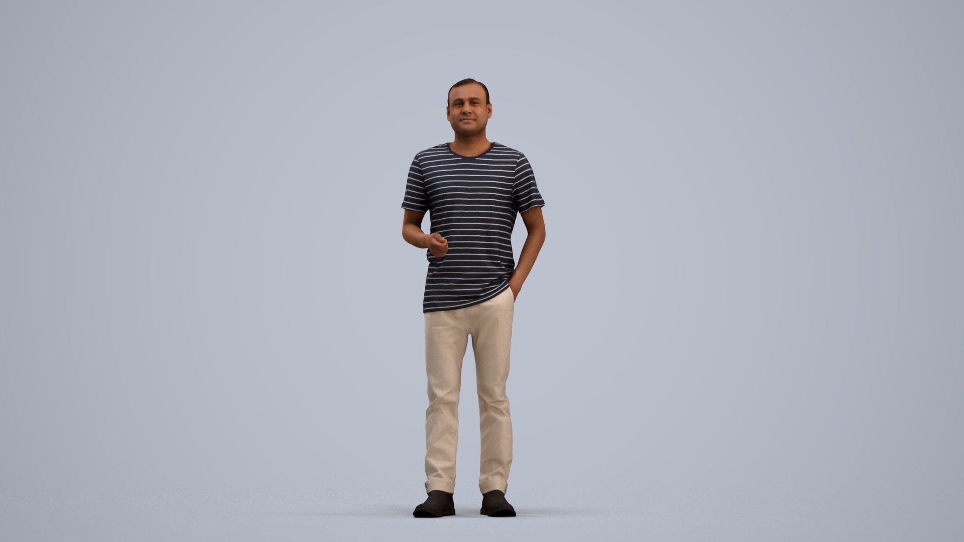 3D scanned man standing casual, photorealistic archviz people for Enscape and SketchUp, standing pose render
