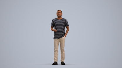 3D scanned man standing casual, photorealistic archviz people for Enscape and SketchUp, standing pose render