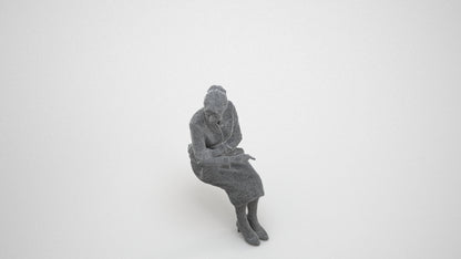 realistic 3D senior woman business, scanned archviz people for Blender and 3ds Max, wireframe three-quarter view