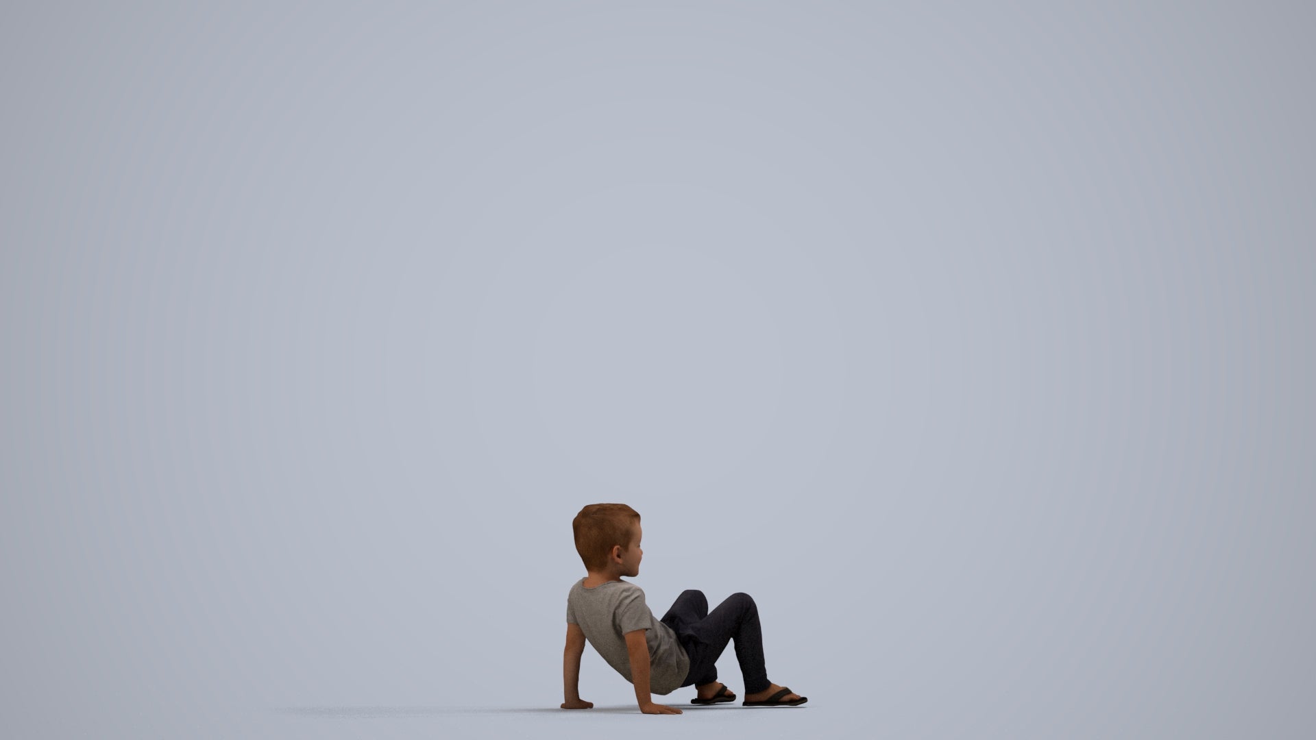 realistic 3D boy casual kids, scanned archviz people for Blender and 3ds Max, side view render
