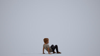 realistic 3D boy casual kids, scanned archviz people for Blender and 3ds Max, side view render