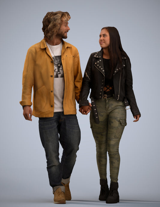 3D human model woman casual mix, photogrammetry scanned person for archviz