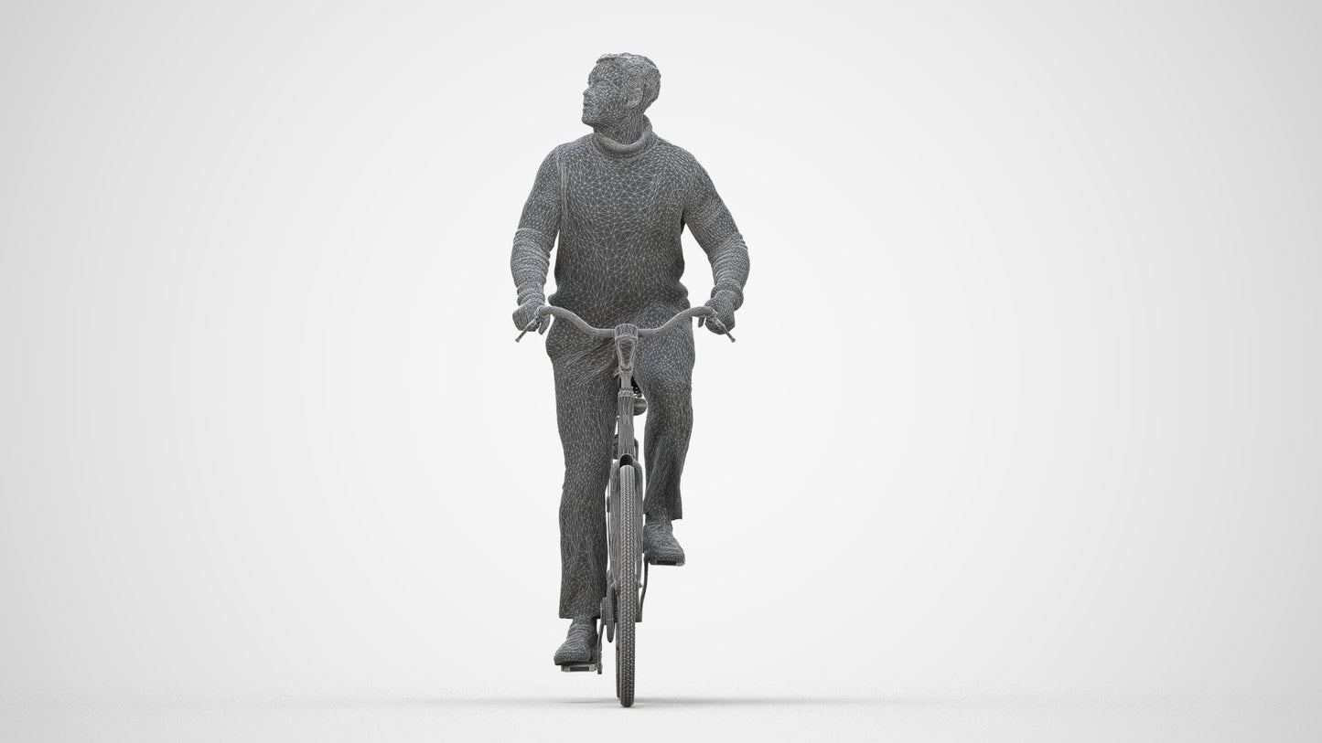 realistic 3D people man casual sitting, render-ready for V-Ray and Corona, FBX OBJ, wireframe back view