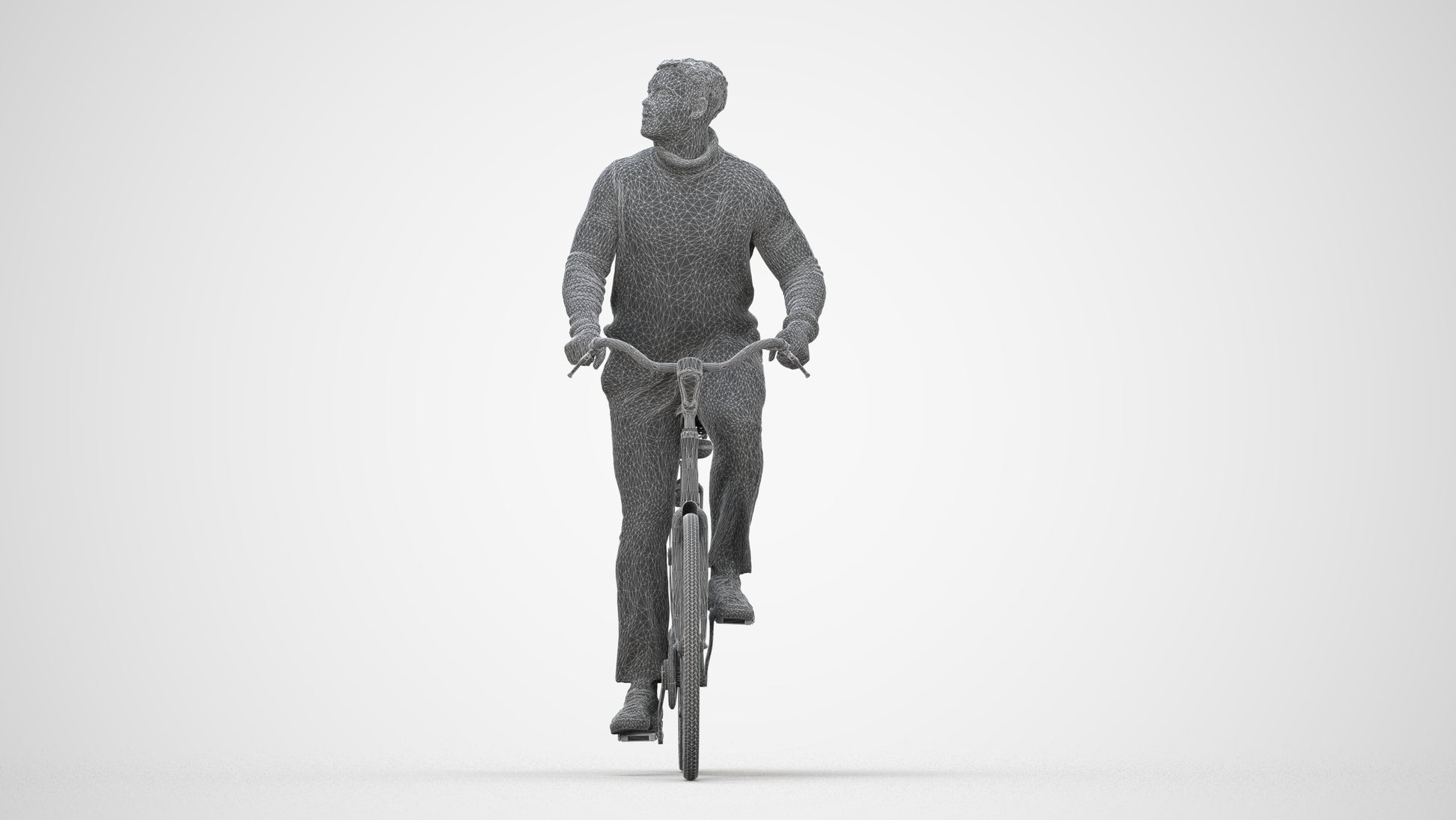 realistic 3D people man casual sitting, render-ready for V-Ray and Corona, FBX OBJ, wireframe back view