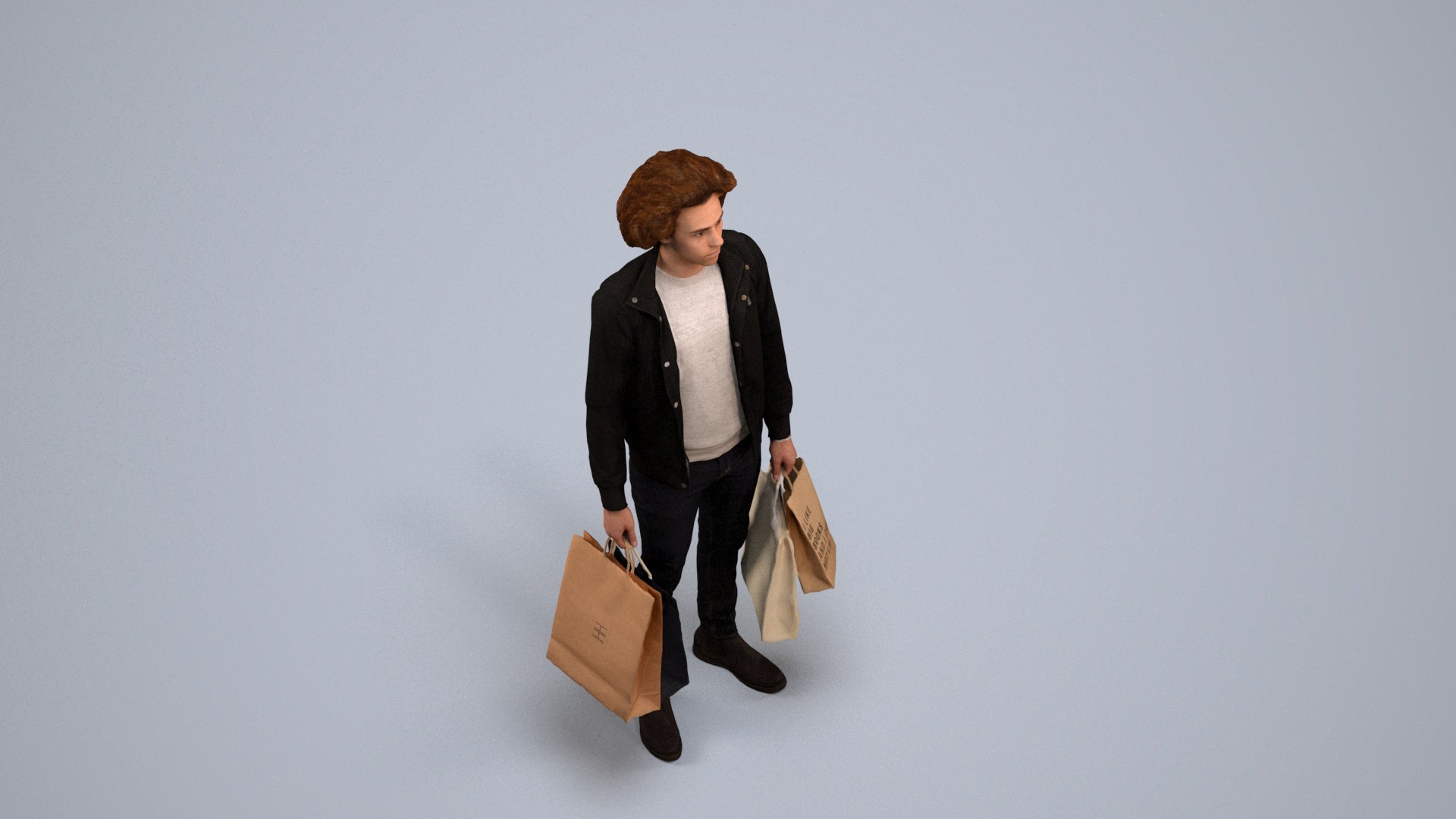 3D people model man formal, scanned human for 3ds Max rendering, back view render