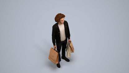 3D people model man formal, scanned human for 3ds Max rendering, back view render