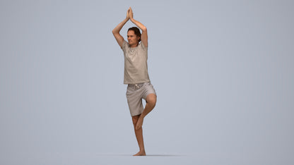 realistic 3D man casual sport, scanned archviz people for Blender and 3ds Max, top-down view render