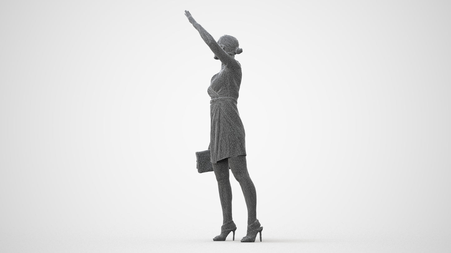 3D scanned woman standing business, photorealistic archviz people for Enscape and SketchUp, square thumbnail