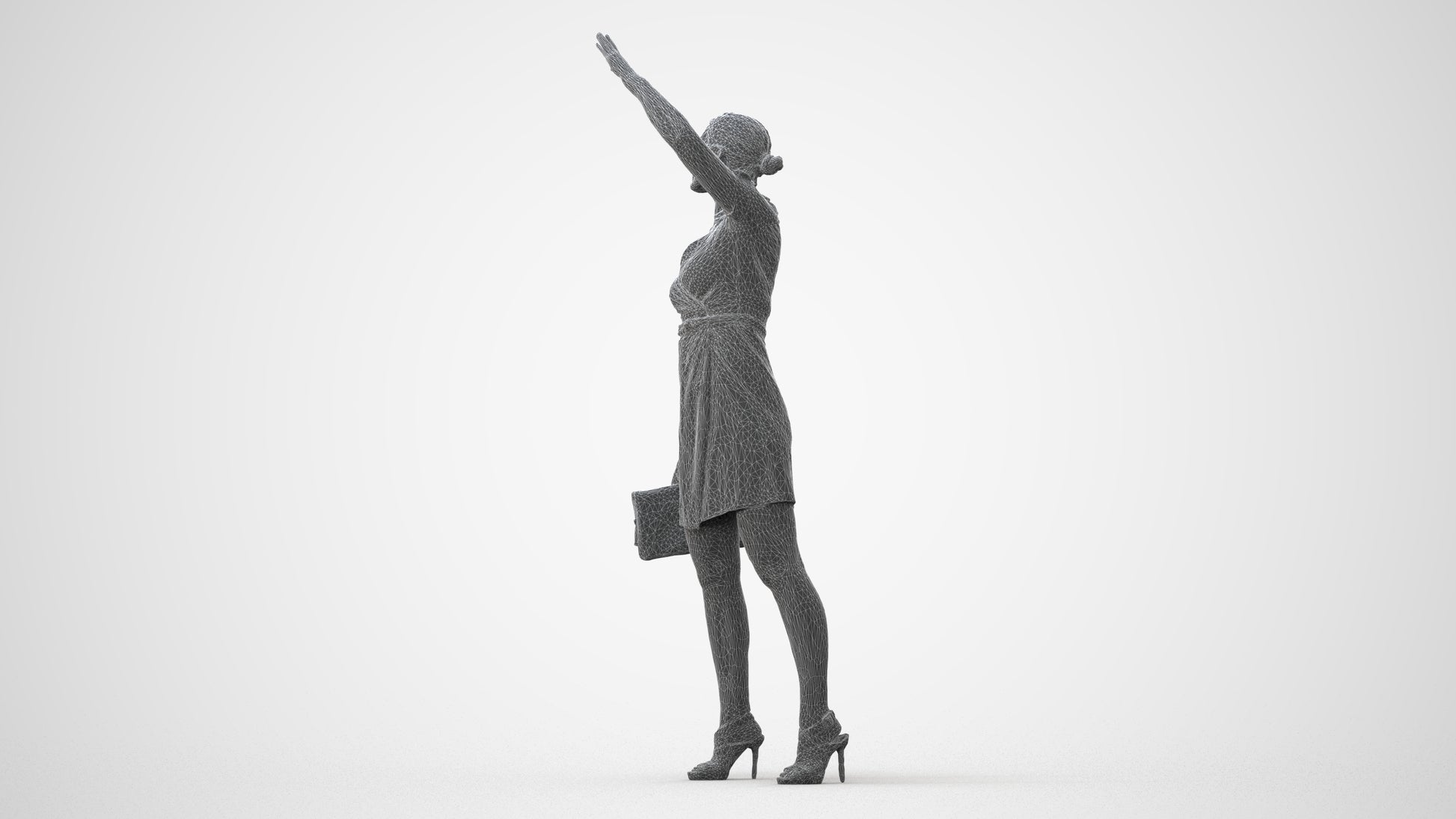 3D scanned woman standing business, photorealistic archviz people for Enscape and SketchUp, square thumbnail