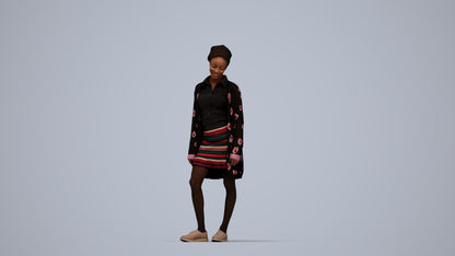 realistic 3D people woman casual standing, render-ready for V-Ray and Corona, FBX OBJ, top-down view render