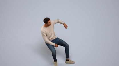 photogrammetry 3D man casual sitting, realistic human model archviz FBX, back view render