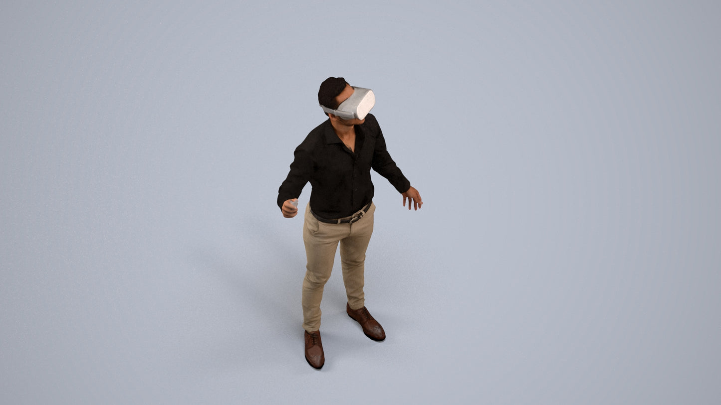 photogrammetry 3D man business standing, realistic human model archviz FBX, back view render