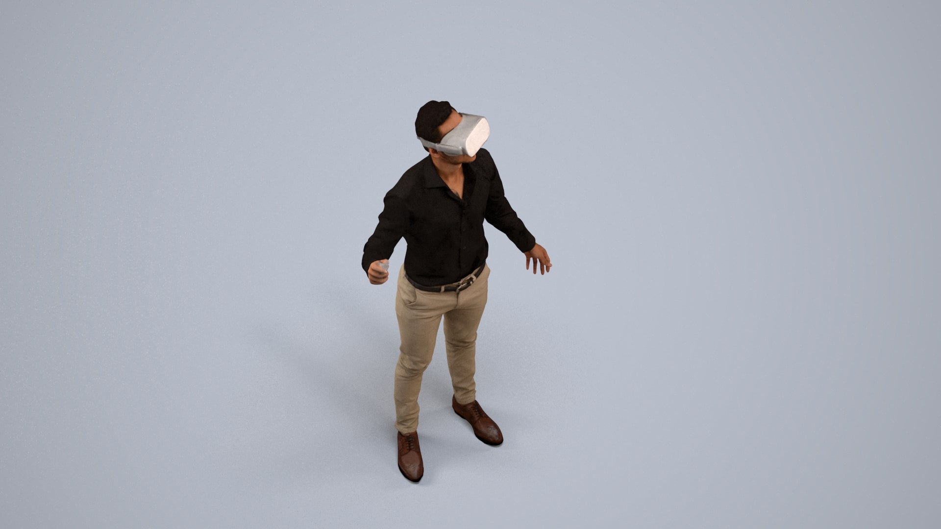 photogrammetry 3D man business standing, realistic human model archviz FBX, back view render