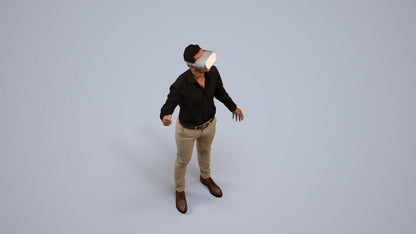 photogrammetry 3D man business standing, realistic human model archviz FBX, back view render