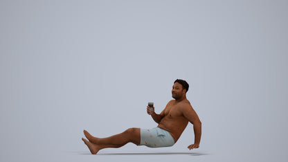 realistic 3D human man pool, archviz people FBX OBJ for Blender, standing pose render