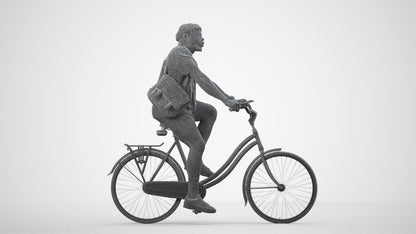 realistic 3D human man casual cycling, archviz people FBX OBJ for Blender, wireframe side view