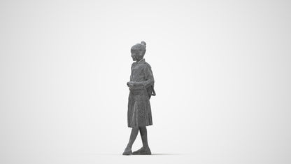 scanned 3D girl kids, photogrammetry people for Enscape and V-Ray, wireframe back view