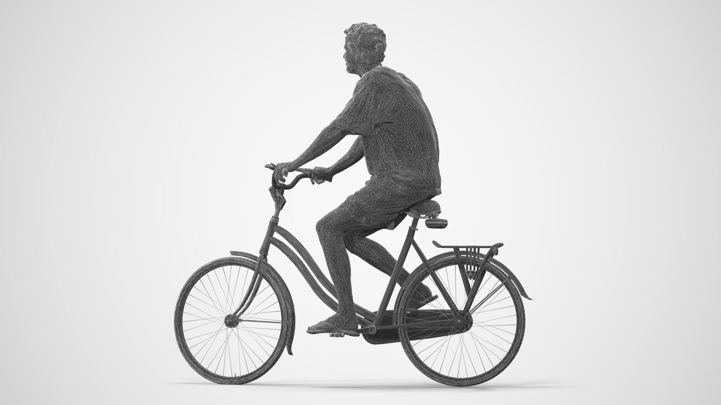 3D people model woman casual cycling, scanned human for 3ds Max rendering, square thumbnail