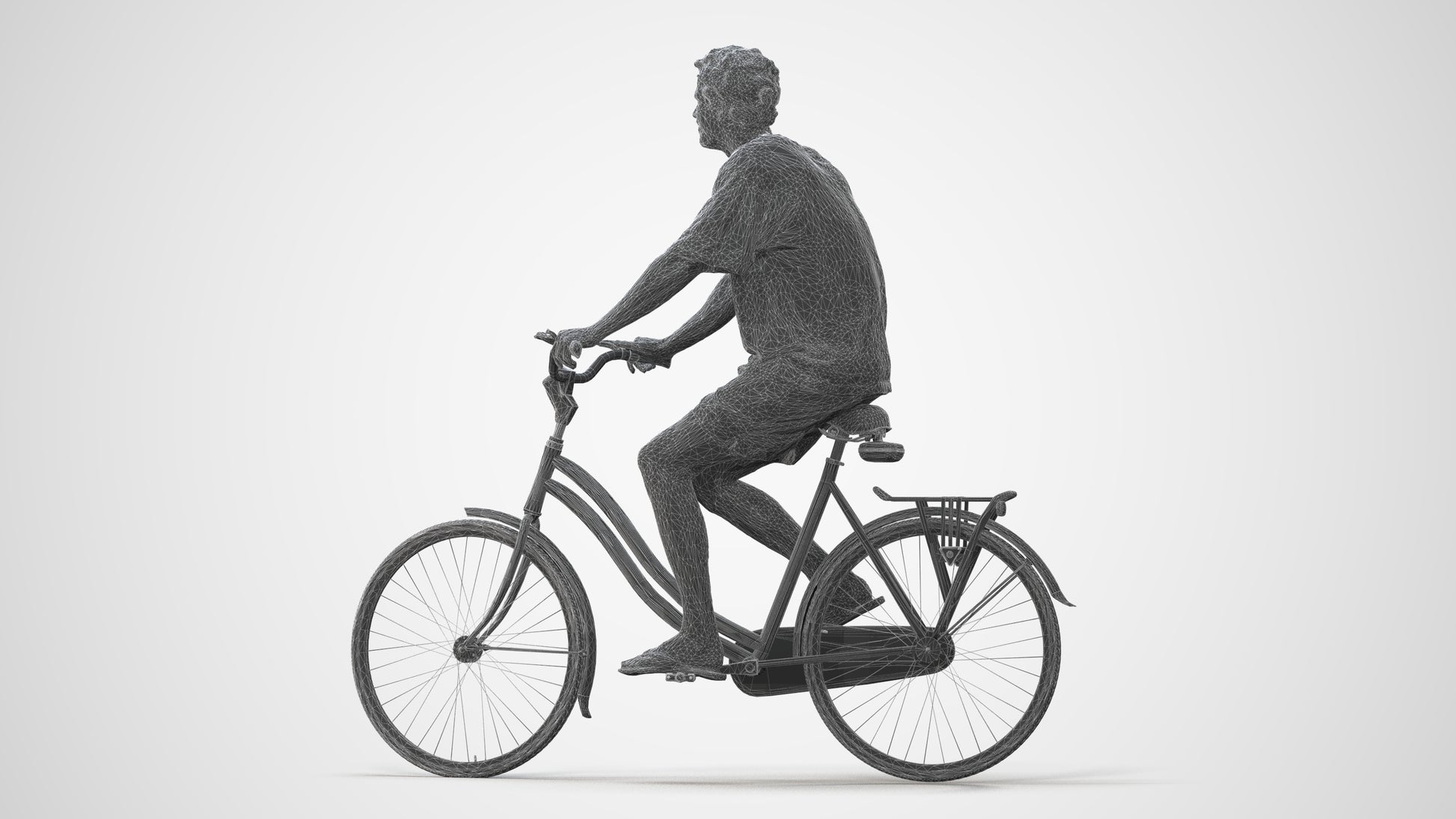 3D people model woman casual cycling, scanned human for 3ds Max rendering, square thumbnail