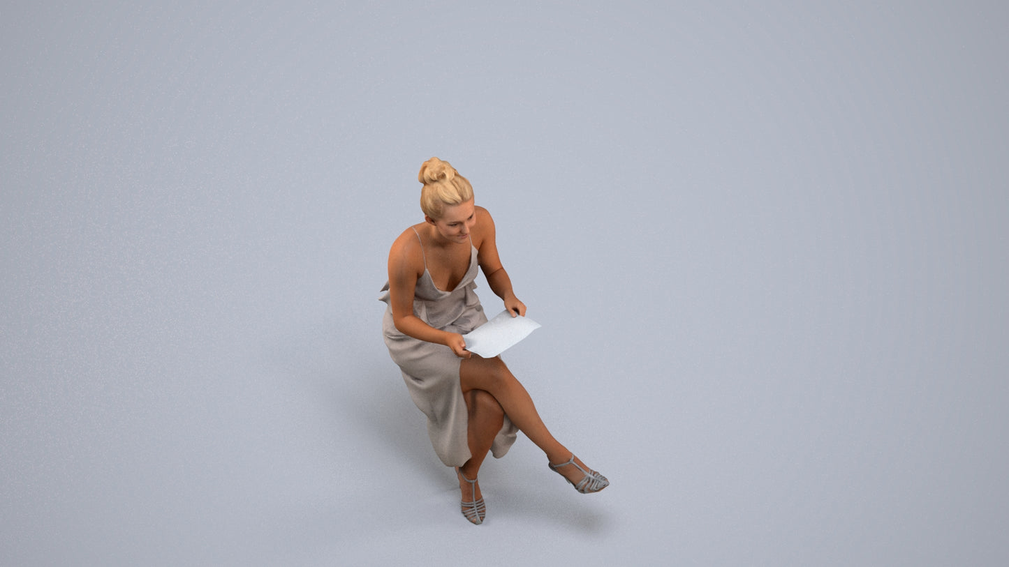 scanned 3D woman formal formalaffairs, photogrammetry people for Enscape and V-Ray, back view render