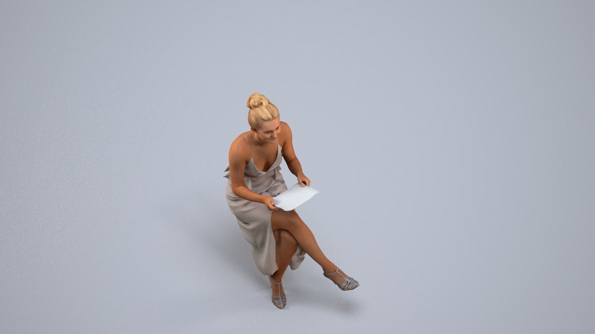 scanned 3D woman formal formalaffairs, photogrammetry people for Enscape and V-Ray, back view render