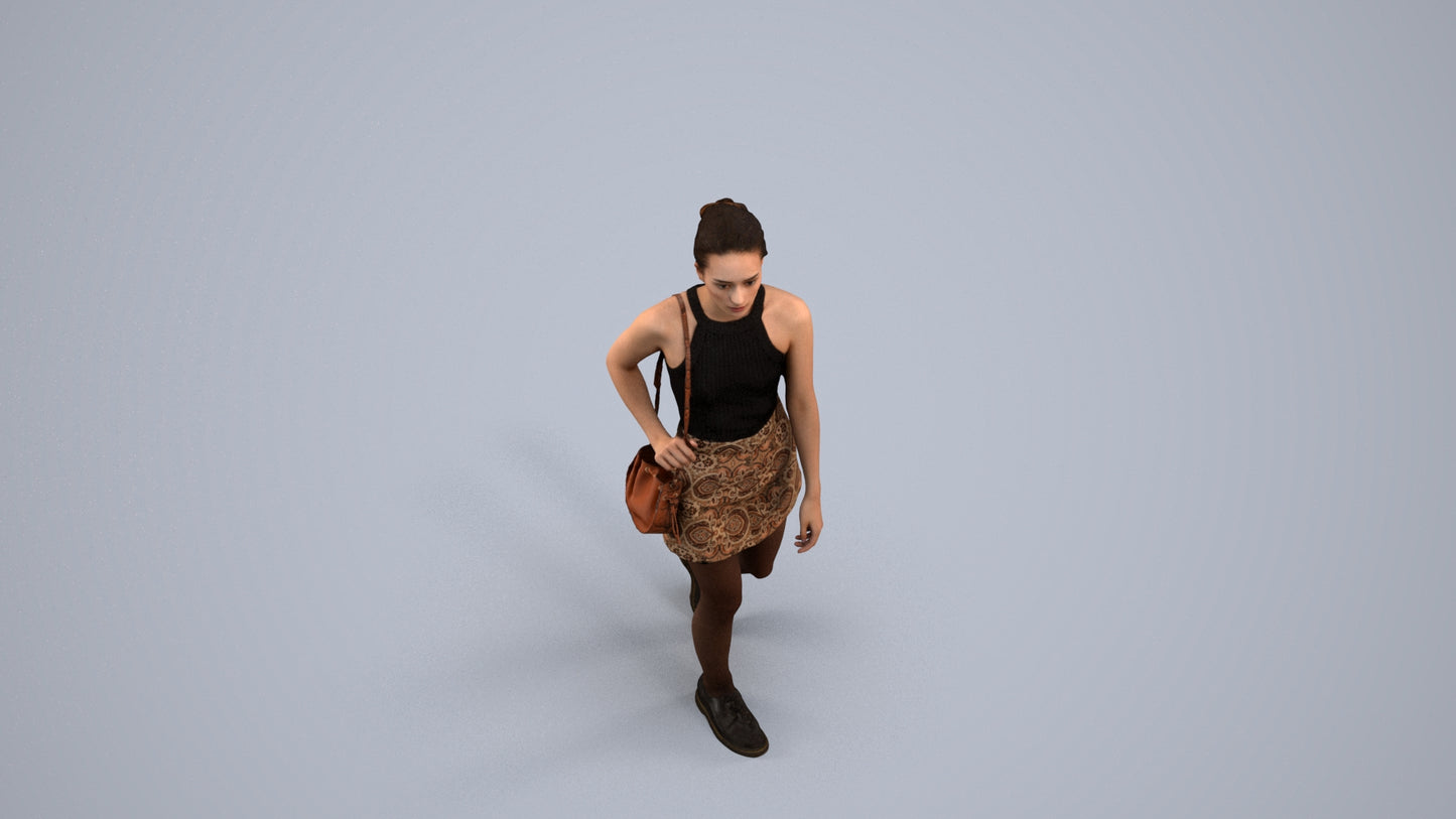 scanned 3D woman casual walking, photogrammetry people for Enscape and V-Ray, back view render