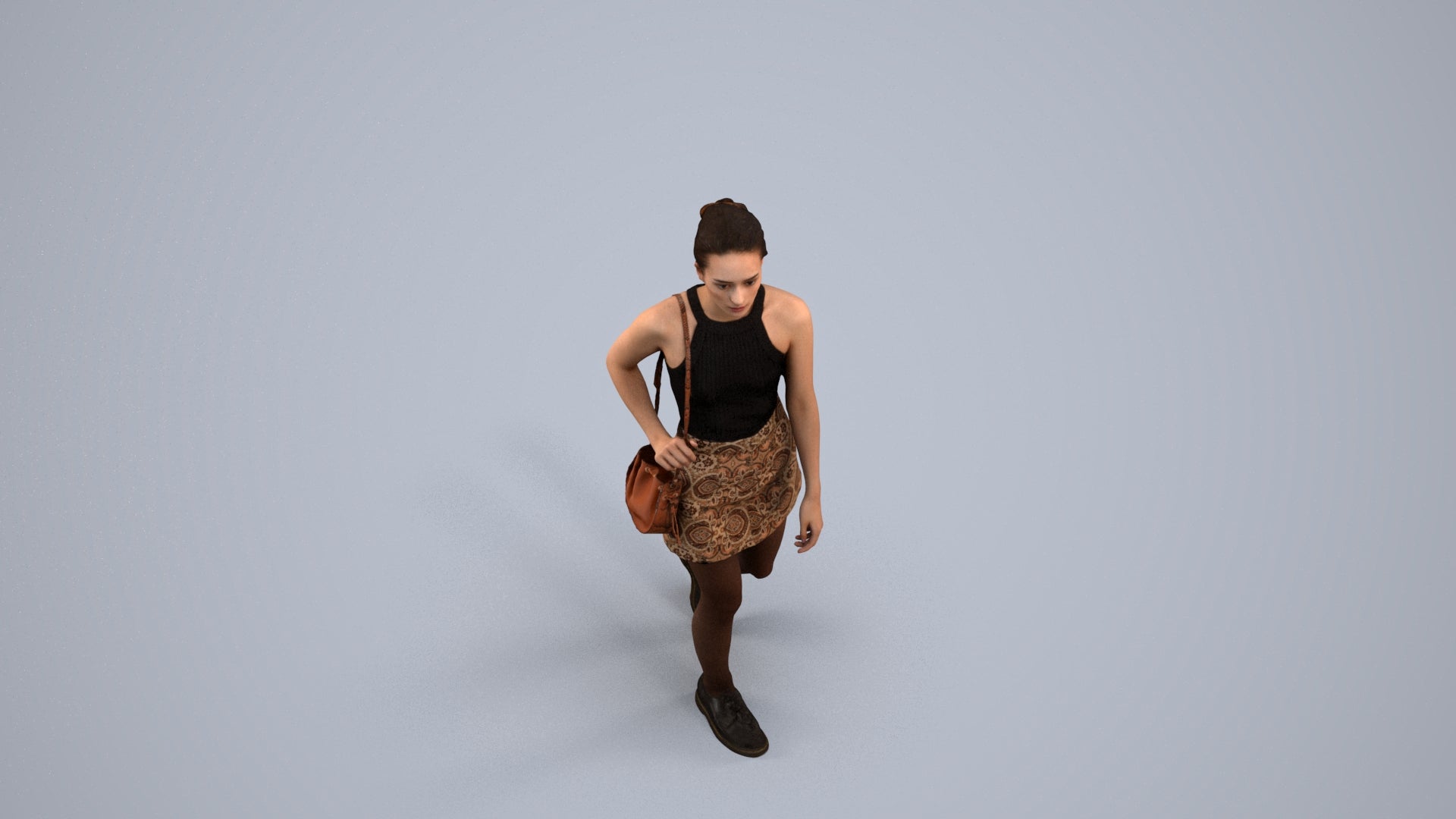 scanned 3D woman casual walking, photogrammetry people for Enscape and V-Ray, back view render