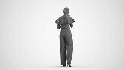 photogrammetry 3D woman business walking, realistic human model archviz FBX, wireframe front view