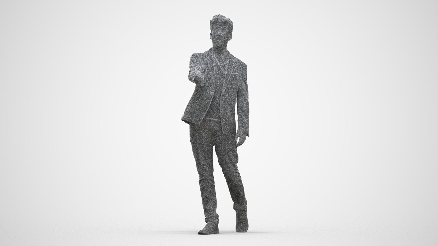 realistic 3D man casual business, scanned archviz people for Blender and 3ds Max, three-quarter front view render