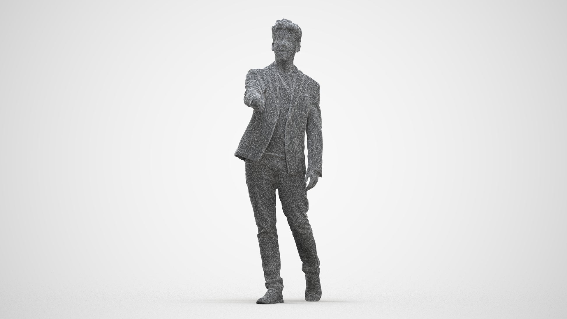 realistic 3D man casual business, scanned archviz people for Blender and 3ds Max, three-quarter front view render