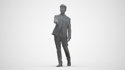 realistic 3D man casual business, scanned archviz people for Blender and 3ds Max, three-quarter front view render