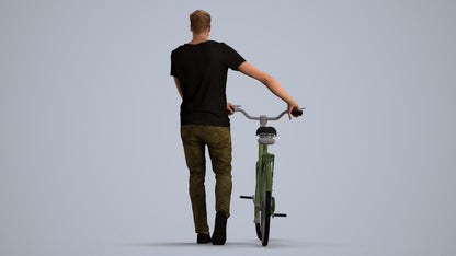 realistic 3D people man casual cycling, render-ready for V-Ray and Corona, FBX OBJ, front view render