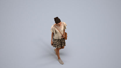 scanned 3D woman casual standing, photogrammetry people for Enscape and V-Ray, back view render