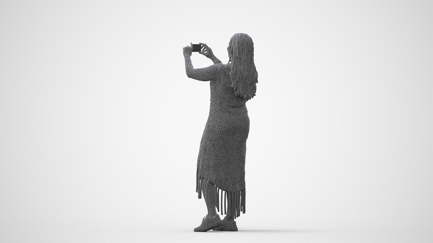 realistic 3D woman casual standing, scanned archviz people for Blender and 3ds Max, square thumbnail