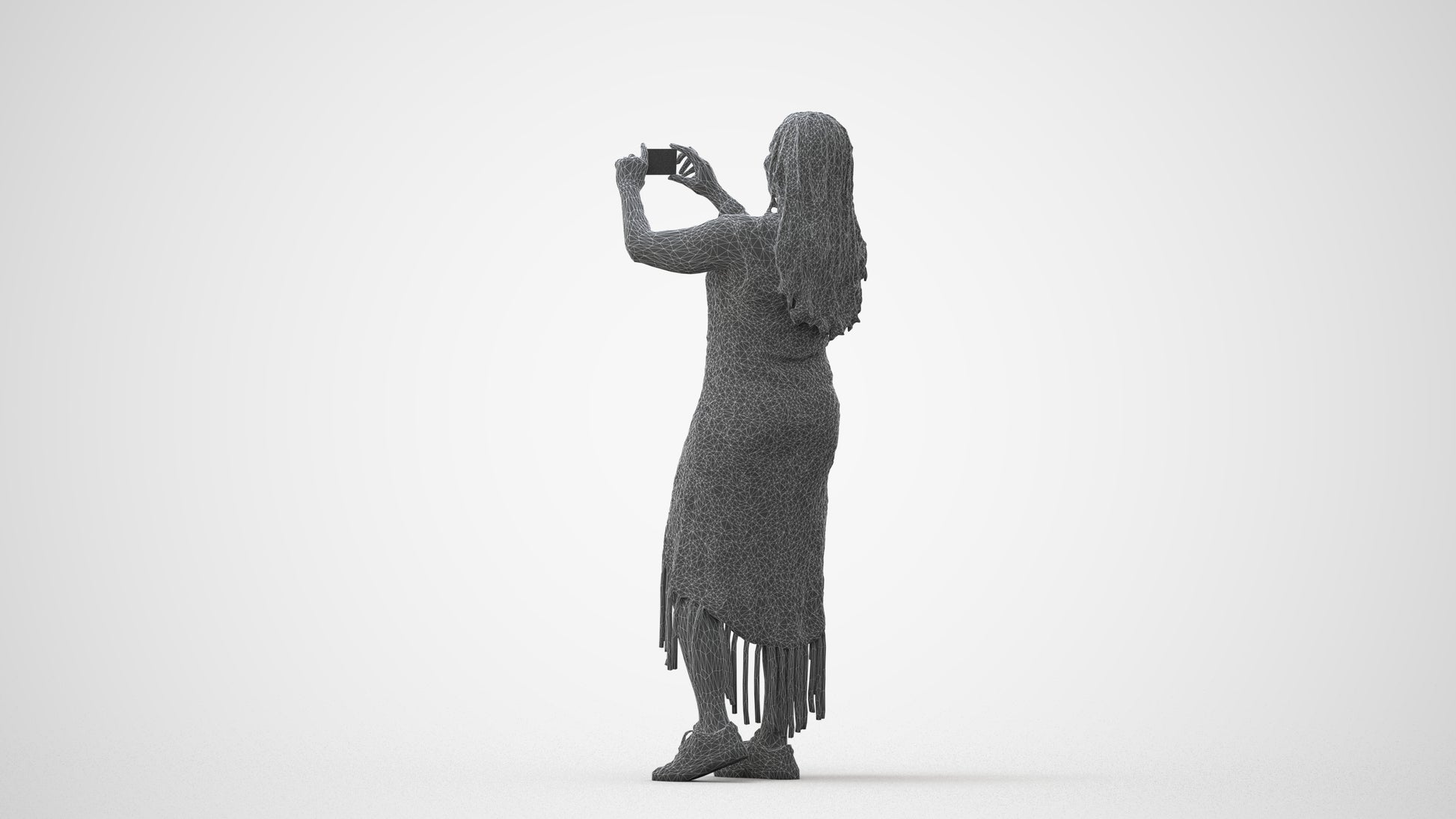 realistic 3D woman casual standing, scanned archviz people for Blender and 3ds Max, square thumbnail