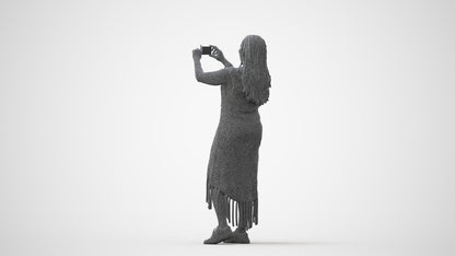 realistic 3D woman casual standing, scanned archviz people for Blender and 3ds Max, square thumbnail