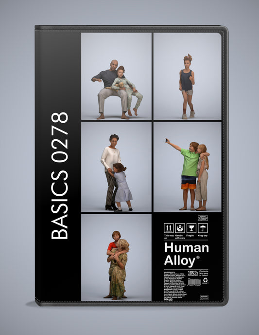 realistic 3D humans kids pack, 5 archviz people FBX OBJ for Blender