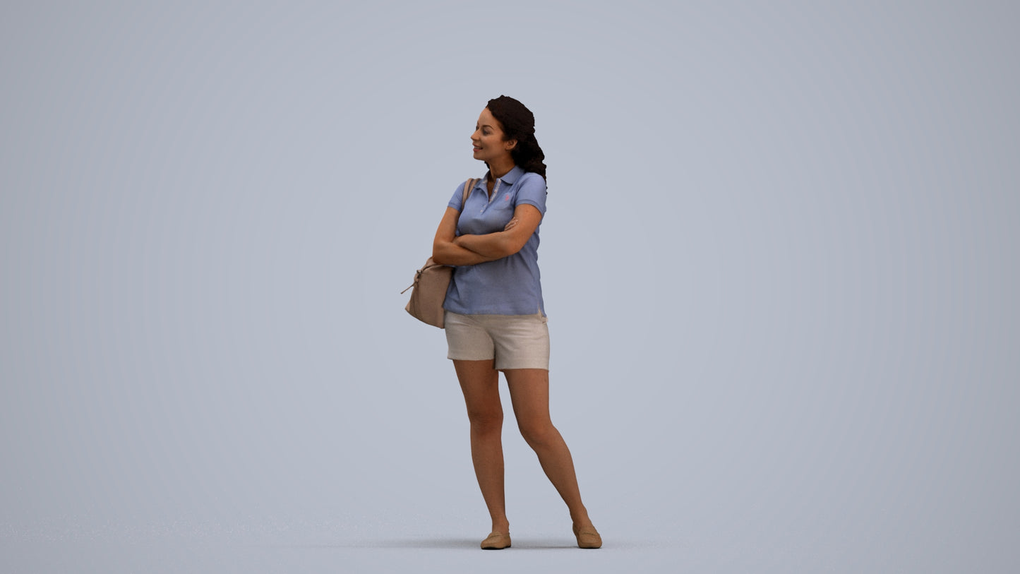 scanned 3D woman casual standing, photogrammetry people for Enscape and V-Ray, standing pose render
