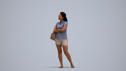 scanned 3D woman casual standing, photogrammetry people for Enscape and V-Ray, standing pose render