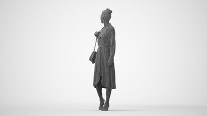 3D human model woman casual walking, photogrammetry scanned person for archviz, square thumbnail