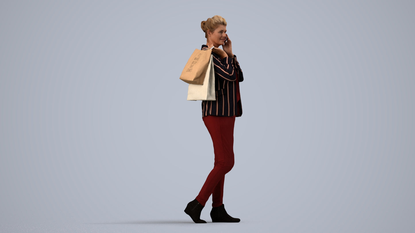 photogrammetry 3D woman business formalaffairs, realistic human model archviz FBX, side view render