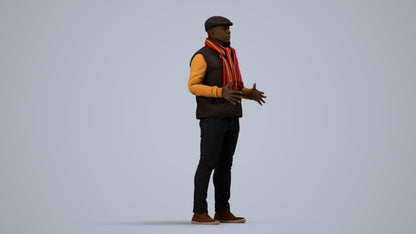 realistic 3D man casual standing, scanned archviz people for Blender and 3ds Max, side view render
