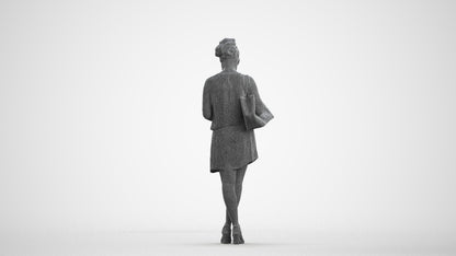 scanned 3D woman casual standing, photogrammetry people for Enscape and V-Ray, wireframe front view