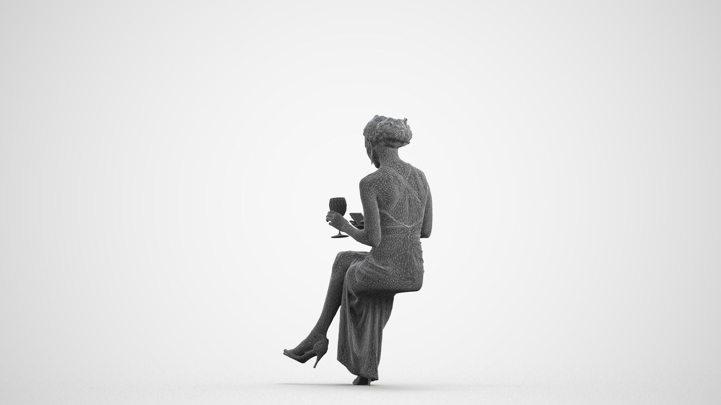 3D people model woman formal formalaffairs, scanned human for 3ds Max rendering, wireframe front view