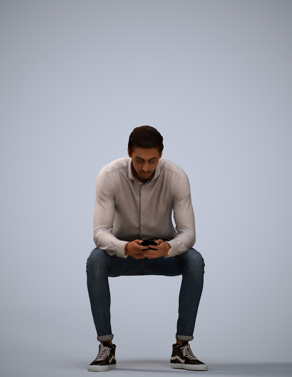 realistic 3D people man casual sitting, render-ready for V-Ray and Corona, FBX OBJ