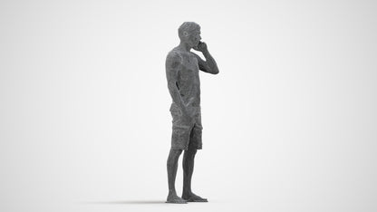 photogrammetry 3D man casual standing, realistic human model archviz FBX, wireframe side view