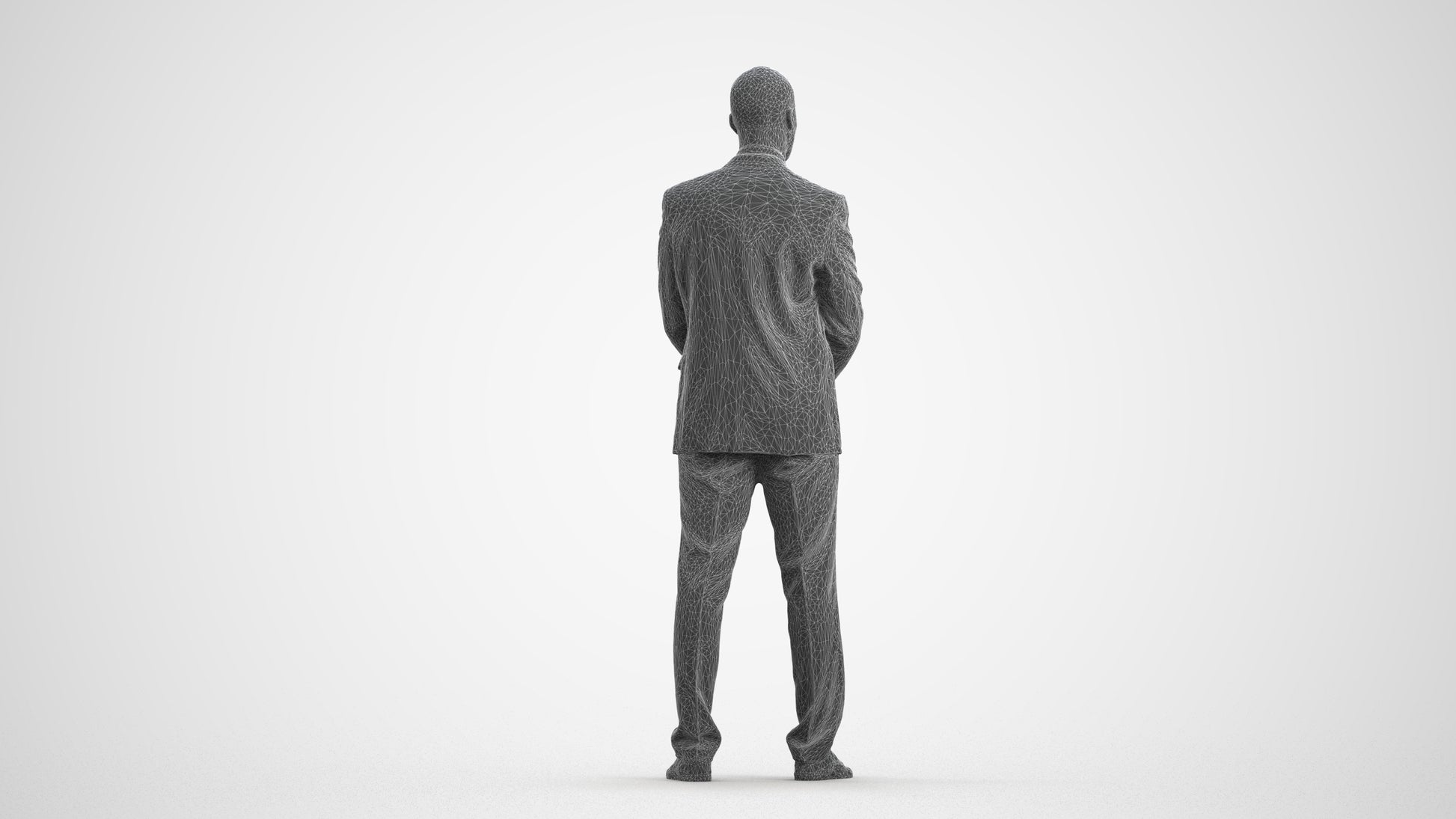 realistic 3D people man business, render-ready for V-Ray and Corona, FBX OBJ, wireframe front view