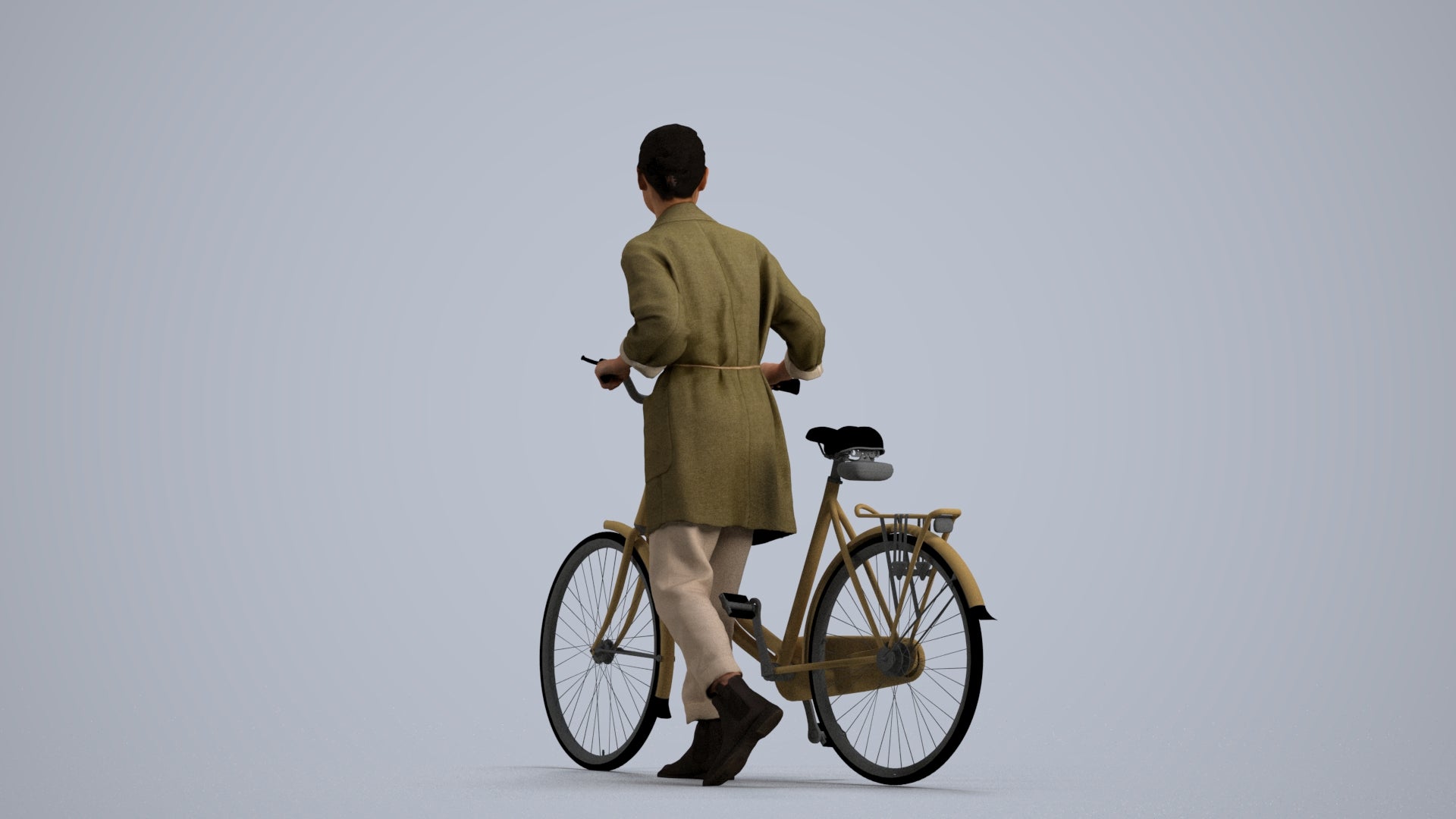realistic 3D people woman casual cycling, render-ready for V-Ray and Corona, FBX OBJ, front view render