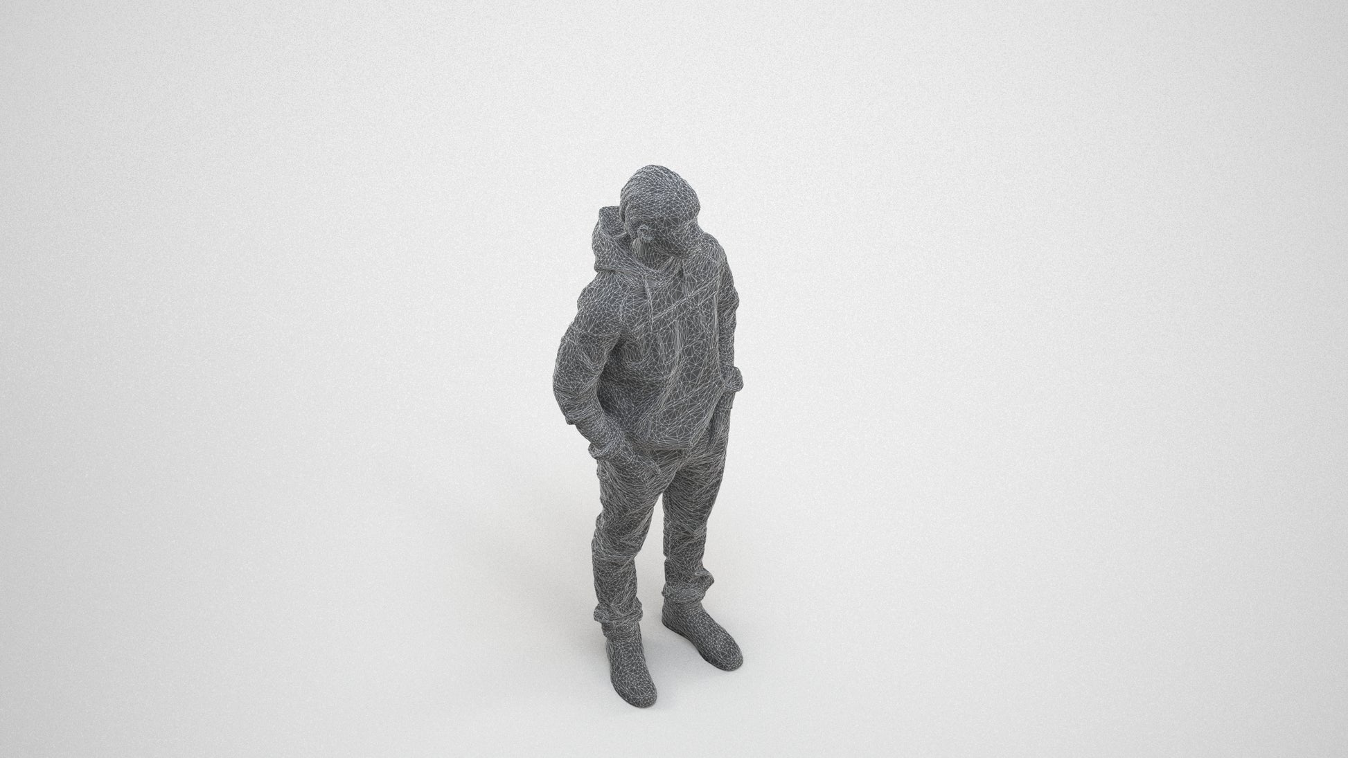 realistic 3D boy casual kids, scanned archviz people for Blender and 3ds Max, wireframe three-quarter view