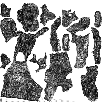 scanned 3D senior man business sitting, photogrammetry people for Enscape and V-Ray, wireframe top-down view